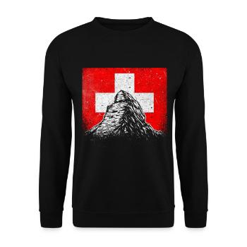 Schweiz Matterhorn Zermatt Schweizerkreuz Geschenk - Unisex Pullover - Schwarz - Vorne - Alina (178cm) & Michal (187cm)