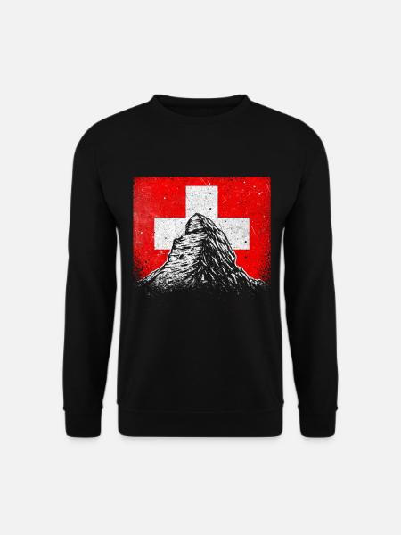Schweiz Matterhorn Zermatt Schweizerkreuz Geschenk - Unisex Pullover - Schwarz