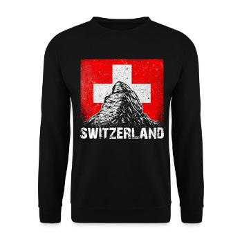 Schweiz Matterhorn Zermatt Schweizerkreuz Geschenk - Unisex Pullover - Schwarz - Vorne - Alina (178cm) & Michal (187cm)