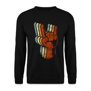 Rock Heavy Metal Hand Zeichen - Unisex Pullover - Schwarz - Vorne - Alina (178cm) & Michal (187cm)