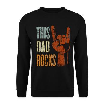 This Dad Rocks Rock n 'Roll Heavy Metal Gift - Unisex Sweatshirt - black - Front - Alina (178cm) & Michal (187cm)