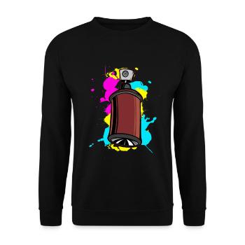 Bunter Schalfspray mit Graffiti-Design - Unisex Pullover - Schwarz - Vorne - Alina (178cm) & Michal (187cm)