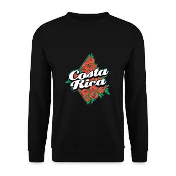 Tropicaler Costa Rica Blumenaufdruck - Unisex Pullover - Schwarz - Vorne - Alina (178cm) & Michal (187cm)