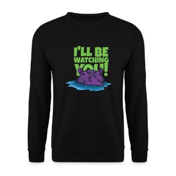 Witziges Nilpferd mit Text - Unisex Pullover - Schwarz - Vorne - Alina (178cm) & Michal (187cm)