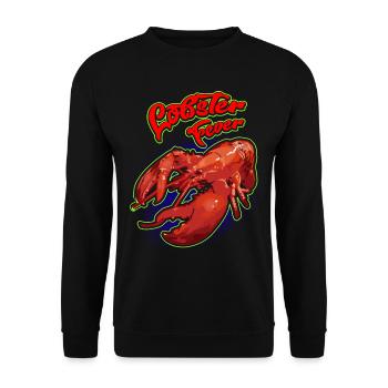 Retro Grillkunst mit Lobster Design - Unisex Pullover - Schwarz - Vorne - Alina (178cm) & Michal (187cm)