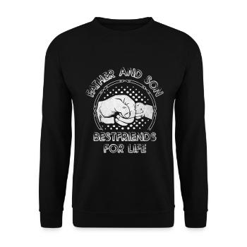 Freundschaftliche Verbundenheit Vater Sohn - Unisex Pullover - Schwarz - Vorne - Alina (178cm) & Michal (187cm)
