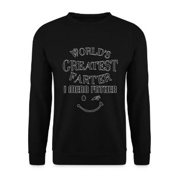 Vater-Heldenzitat mit lachendem Smiley - Unisex Pullover - Schwarz - Vorne - Alina (178cm) & Michal (187cm)