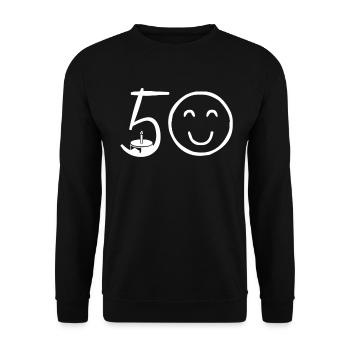 50. Geburtstag - Unisex Pullover - Schwarz - Vorne - Alina (178cm) & Michal (187cm)