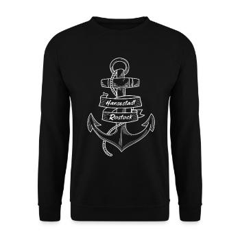 Anker - Hansestadt Rostock - Unisex Pullover - Schwarz - Vorne - Alina (178cm) & Michal (187cm)