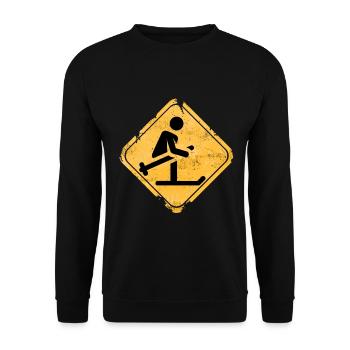 Grunge Ski Crossing Warning Sign - Unisex Sweatshirt - black - Front - Alina (178cm) & Michal (187cm)