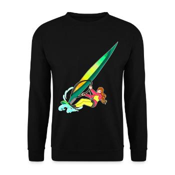 Windsurfing - Surfen - Surferin - Unisex Pullover - Schwarz - Vorne - Alina (178cm) & Michal (187cm)