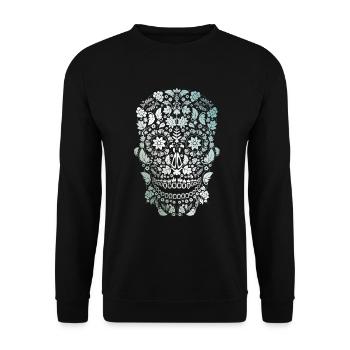 skull tattoo party festival biker halloween - Unisex Sweatshirt - black - Front - Alina (178cm) & Michal (187cm)