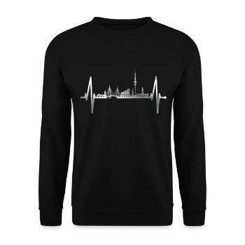 Hamburg Heartbeat Skyline Port of Hamburg Silver - Unisex Sweatshirt - black - Front - Alina (178cm) & Michal (187cm)