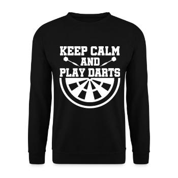 Keep Calm And Play Darts - Unisex Pullover - Schwarz - Vorne - Alina (178cm) & Michal (187cm)