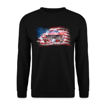 Old Vintage Car America USA Flag - Unisex Sweatshirt - black - Front - Alina (178cm) & Michal (187cm)