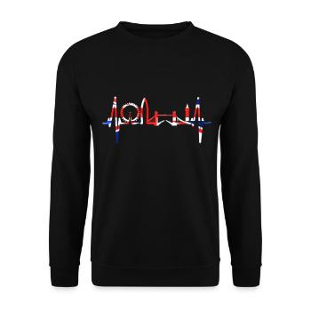 London Heartbeat Skyline England Heart Union Jack - Unisex Sweatshirt - black - Front - Alina (178cm) & Michal (187cm)