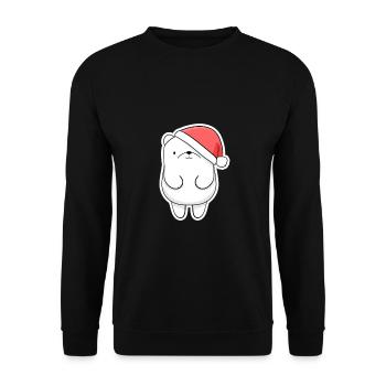 Weihnachtsbär mit Santa-Hut - Unisex Pullover - Schwarz - Vorne - Alina (178cm) & Michal (187cm)