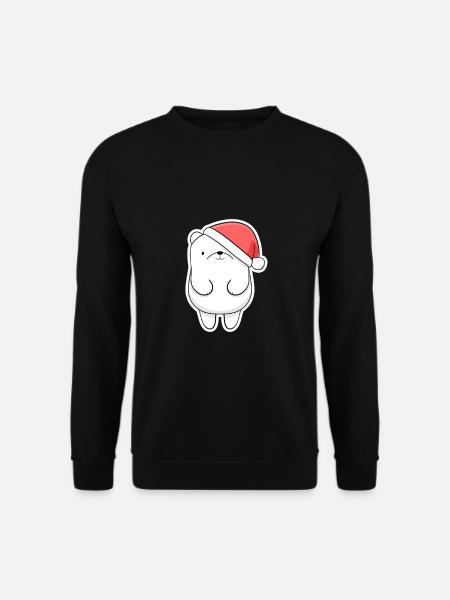 Christmas Bear with Santa Hat - Unisex Sweatshirt - black
