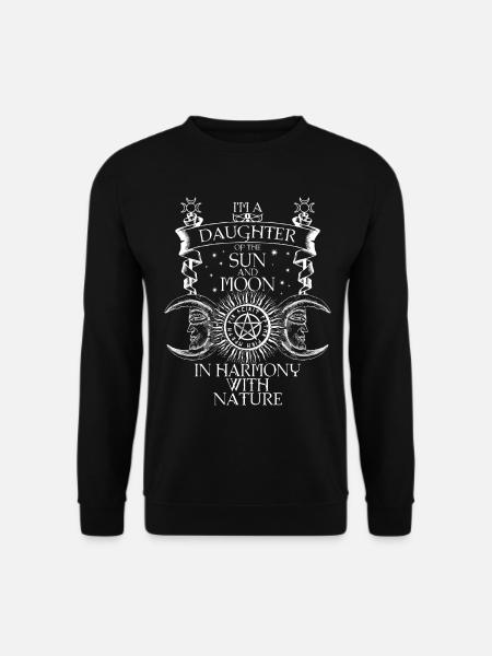 Harmonie mit Sonnen-, Mondmotiven - Unisex Pullover - Schwarz
