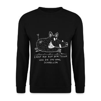 Petit sanglier à dire je chasseur - Sweat-shirt Unisexe - noir - Devant - Alina (178cm) & Michal (187cm)