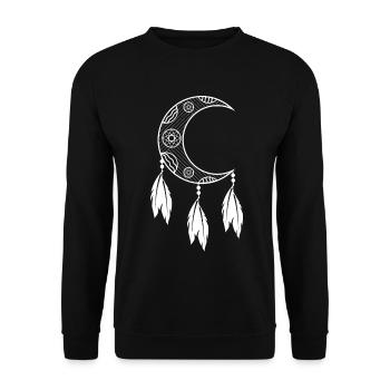Dream catcher crescent moon open to the right - Unisex Sweatshirt - black - Front - Alina (178cm) & Michal (187cm)