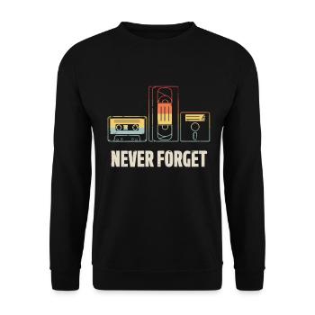 Never forget Video Floppy Disc Audio Cassette - Unisex Pullover - Schwarz - Vorne - Alina (178cm) & Michal (187cm)