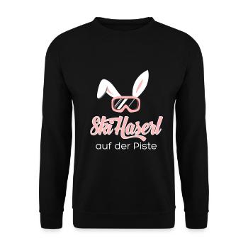Ski Haserl auf der Piste - Unisex Pullover - Schwarz - Vorne - Alina (178cm) & Michal (187cm)