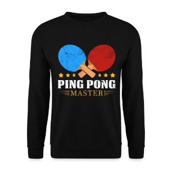 PingPong Meister Logo - Unisex Pullover - Schwarz - Vorne - Alina (178cm) & Michal (187cm)