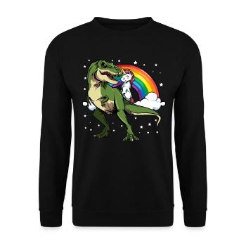 Dino licorne dans la magie arc-en-ciel - Sweat-shirt Unisexe - noir - Devant - Alina (178cm) & Michal (187cm)