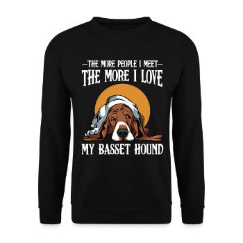 Mehr Liebe für Basset Hound - Unisex Pullover - Schwarz - Vorne - Alina (178cm) & Michal (187cm)
