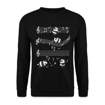 Panda Musical Notes Pattern - Unisex Sweatshirt - black - Front - Alina (178cm) & Michal (187cm)