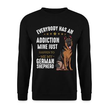Mon addiction : Berger allemand - Sweat-shirt Unisexe - noir - Devant - Alina (178cm) & Michal (187cm)
