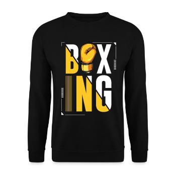 Boxing Typografie mit Handschuhgrafik - Unisex Pullover - Schwarz - Vorne - Alina (178cm) & Michal (187cm)