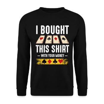 Money Dispensing Shirt with Poker Cards - Unisex Sweatshirt - black - Front - Alina (178cm) & Michal (187cm)