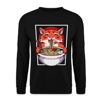 Kawaii Panda Ramen Bowl - Unisex Sweatshirt - black - Front - Alina (178cm) & Michal (187cm)