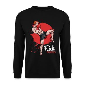 Kickboxer in Red Background - Unisex Sweatshirt - black - Front - Alina (178cm) & Michal (187cm)
