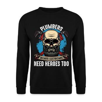 Klempnerhelden Skull Motiv - Unisex Pullover - Schwarz - Vorne - Alina (178cm) & Michal (187cm)