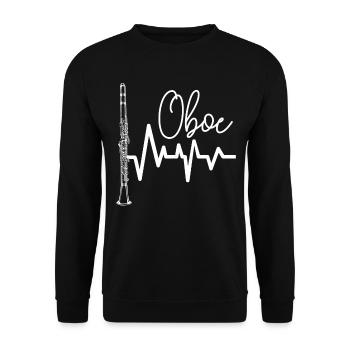 Oboe Heartbeat Graphic - Unisex Sweatshirt - black - Front - Alina (178cm) & Michal (187cm)