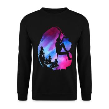 Weibliche Klettererin Zipline Aquarell-Abenteuer - Unisex Pullover - Schwarz - Vorne - Alina (178cm) & Michal (187cm)