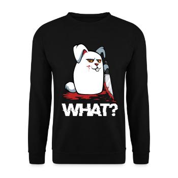 What? Bloody Rabbit with Knife - Unisex Sweatshirt - black - Front - Alina (178cm) & Michal (187cm)