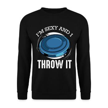 Frisbee Spruch Je suis sexy et je le lance - Sweat-shirt Unisexe - noir - Devant - Alina (178cm) & Michal (187cm)