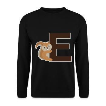 An E like the squirrel that hangs on the E - Unisex Sweatshirt - black - Front - Alina (178cm) & Michal (187cm)