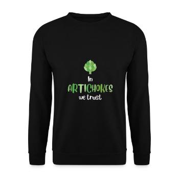 Wir vertrauen auf Artischocken. Gemüse, Vegetarier - Unisex Pullover - Schwarz - Vorne - Alina (178cm) & Michal (187cm)