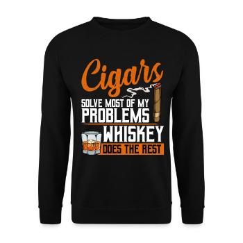 Cigars Solve Problems, Whiskey Does the Rest - Unisex Sweatshirt - black - Front - Alina (178cm) & Michal (187cm)