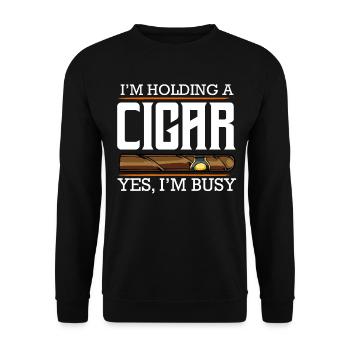 I'm Holding a Cigar – Busy - Unisex Sweatshirt - black - Front - Alina (178cm) & Michal (187cm)