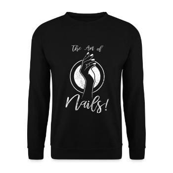 Nail Art Kraft Handdesign - Unisex Pullover - Schwarz - Vorne - Alina (178cm) & Michal (187cm)