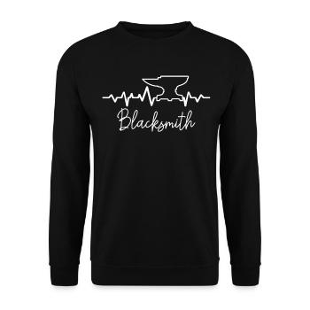 Schmiedekunst Herzschlag - Unisex Pullover - Schwarz - Vorne - Alina (178cm) & Michal (187cm)