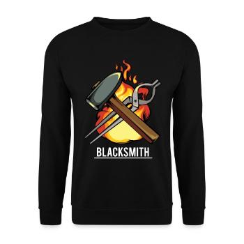 Schmiedefeuer Werkzeugkunst - Unisex Pullover - Schwarz - Vorne - Alina (178cm) & Michal (187cm)