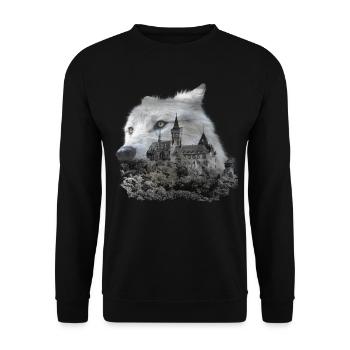 Wolf, wolf's head and the Harz - Unisex Sweatshirt - black - Front - Alina (178cm) & Michal (187cm)