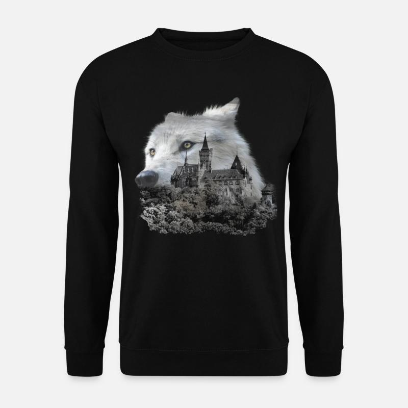 Wolf, Wolfskopf und der Harz - Unisex Pullover - Schwarz